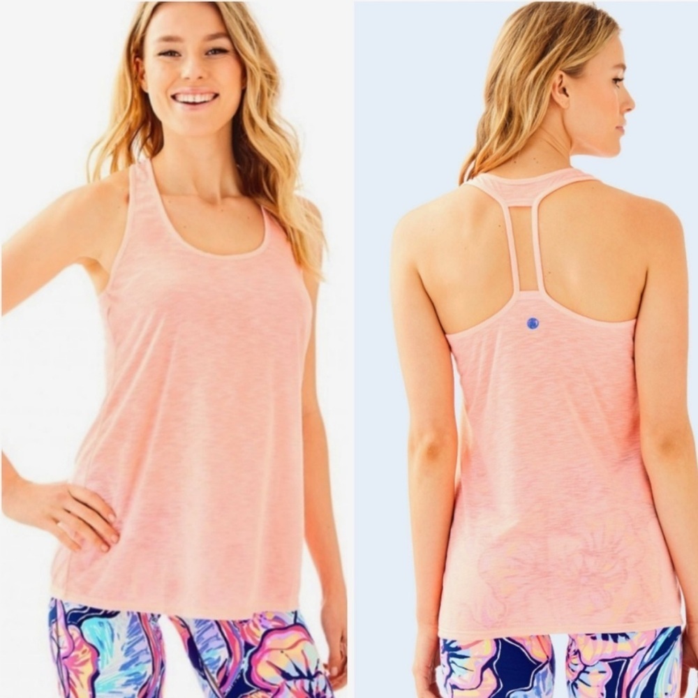 Lilly Pulitzer Corinna Luxletic Razorback Tank Top Coral Pink Conch New Size XXS